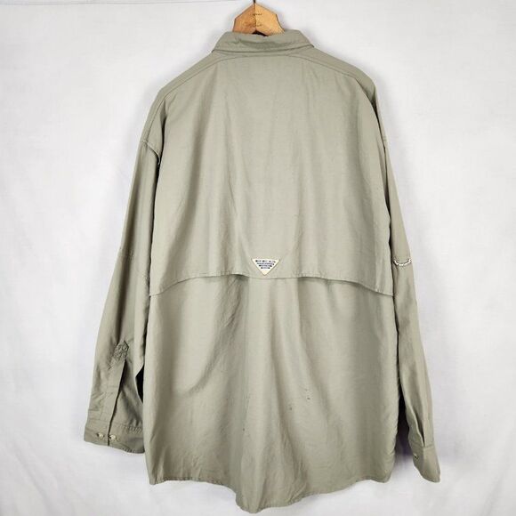 Columbia Mens PFG Vented Button Up Shirt Extra Large XL Kahki Fishing Outdoor - Picture 2 of 13